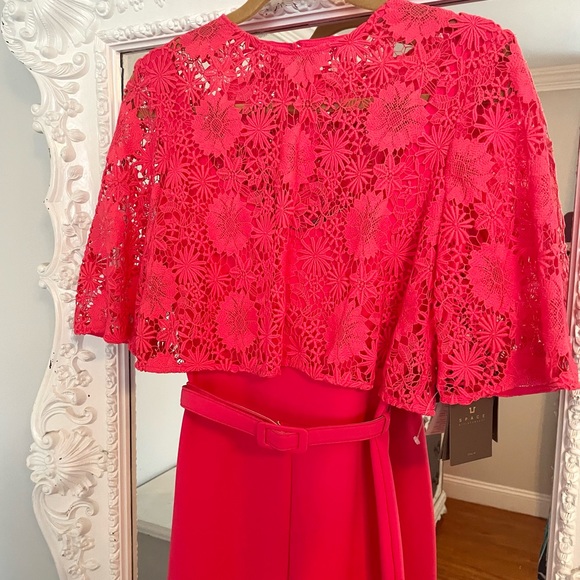 NWT $485 Space Style Concept Azalea Pink Lace Crop Top Detail Dress Jumpsuit - Picture 7 of 13